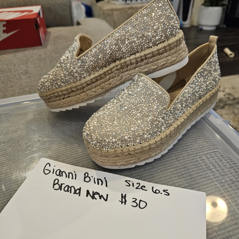 Gianni Bini Glittering Silver Espadrilles